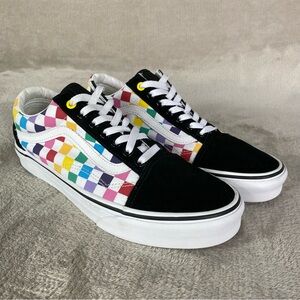 Vans Old Skool Checkerboard Shoes Men 9 Women 10.5 Multi Canvas NEW